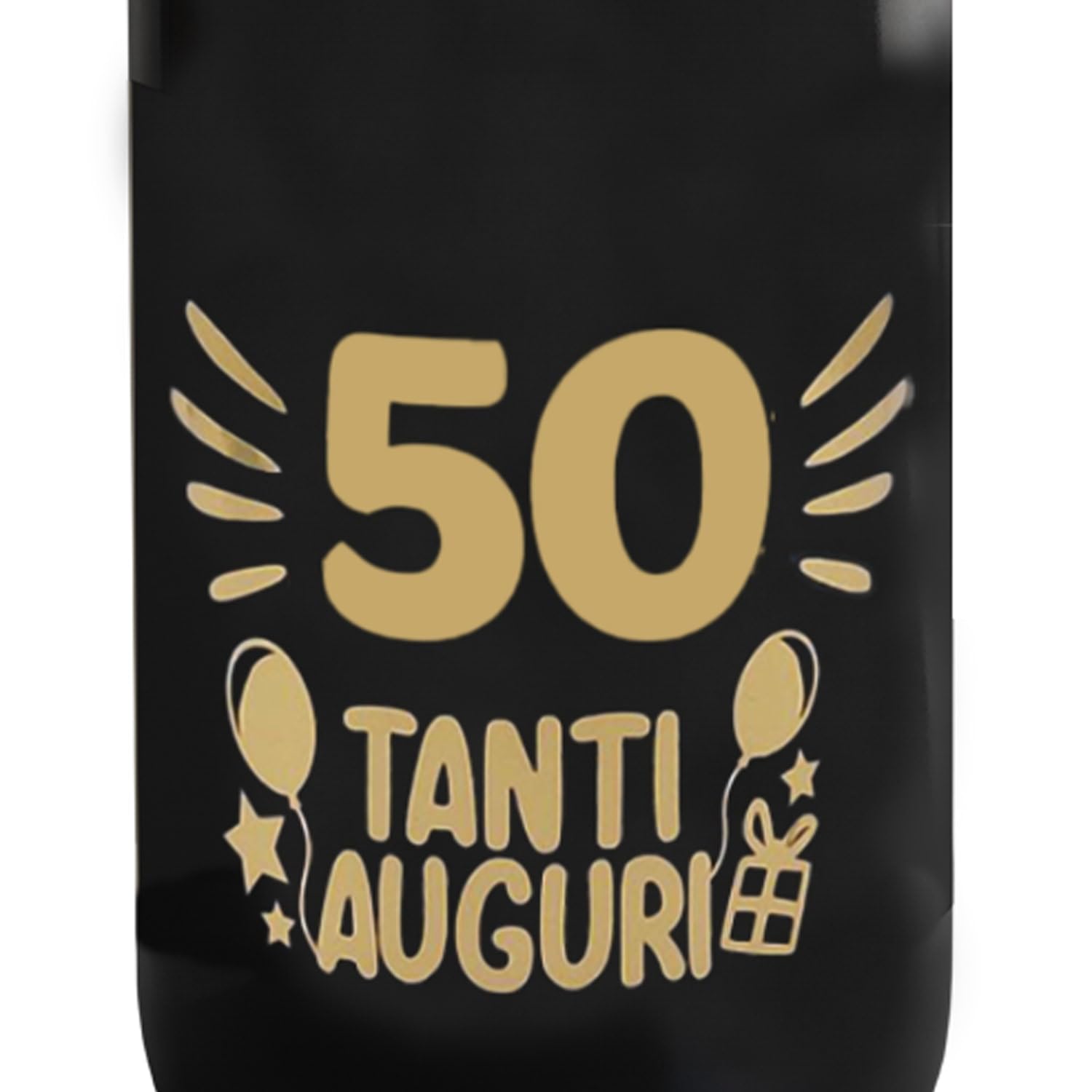 Bottiglia di Prosecco D.O.C. Extra Dry 0.75 lt., per idea regalo di compleanno 50 anni per lui e per lei, tanti auguri con etichetta in oro (Oro, 50)