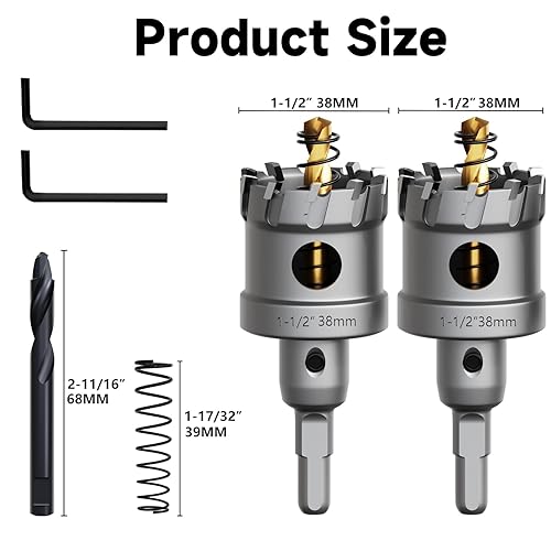 Miniatura 9 de Juego de brocas de sierra con punta de carburo de tungsteno de alta calidad con 2 brocas piloto chapadas en titanio, cortador resistente para metal,