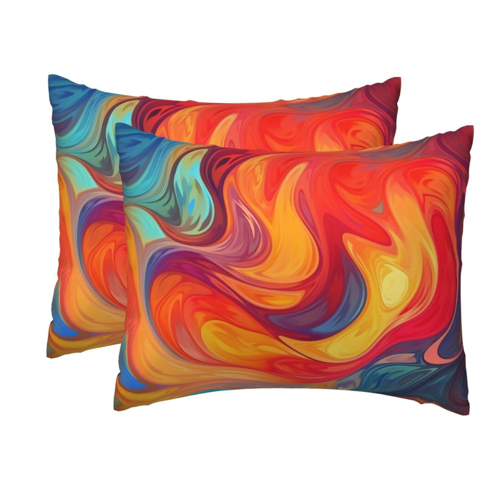 2 Pack Standard Pillow Cases with Hidden Zipper, Soft Breathable Pillow Covers for Hair and Skin, Artistic Effect Colorful Pillowcases 20"x26" Bed Pillow Protectors Cover for Sleeping Gifts