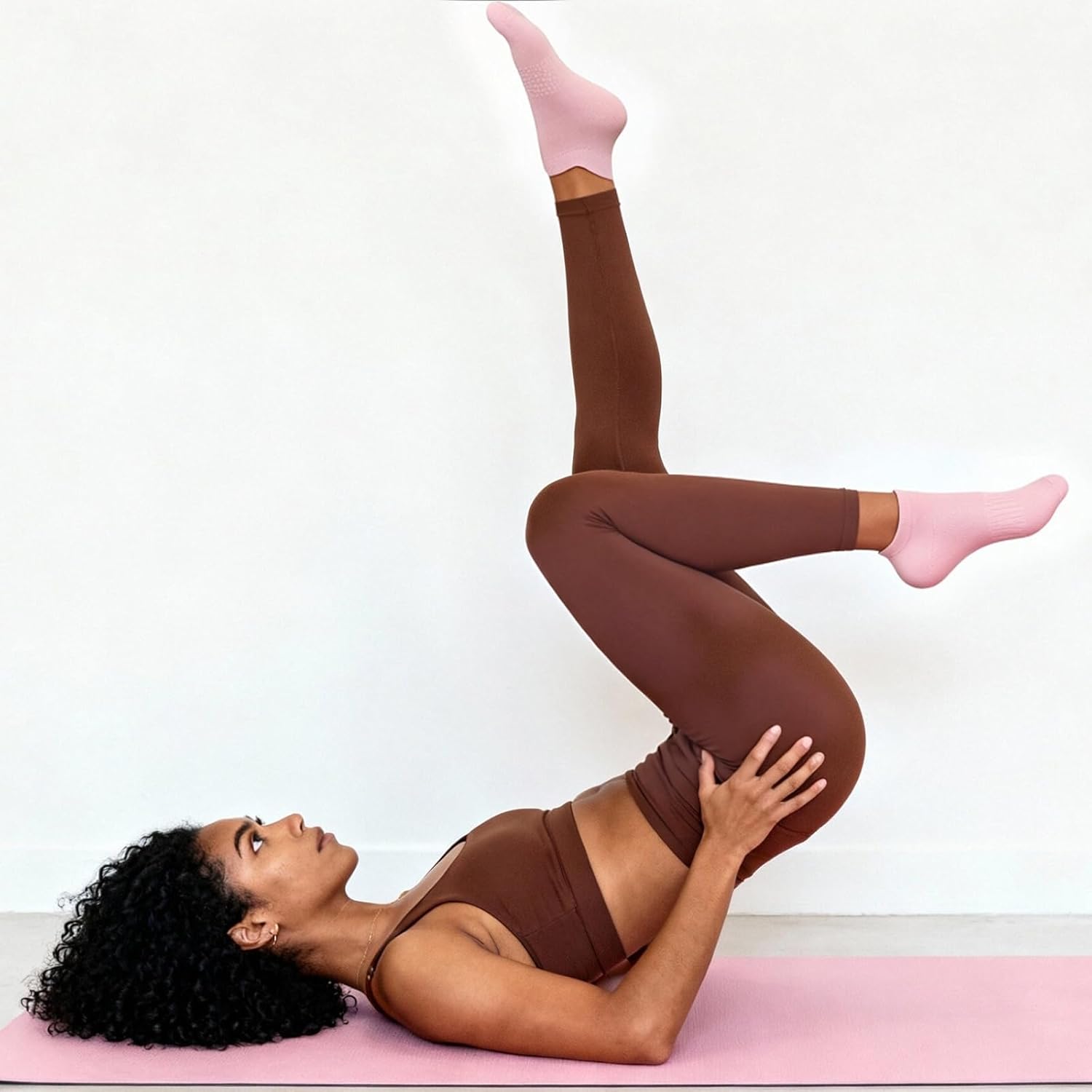 6 Pairs Pilates Socks for Women, Grip Yoga Crew Socks, Non Slip Grippy for Barre, Ballet, Dance & Hospital - Image 2