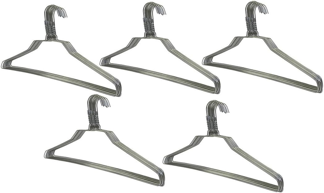 THE UM24 50 Pack Steel Metal Wire Hangers Adult Coat Clothes Hangers - 13 Gage Thickness Silver Color Galvanized Metal Wire Hanger