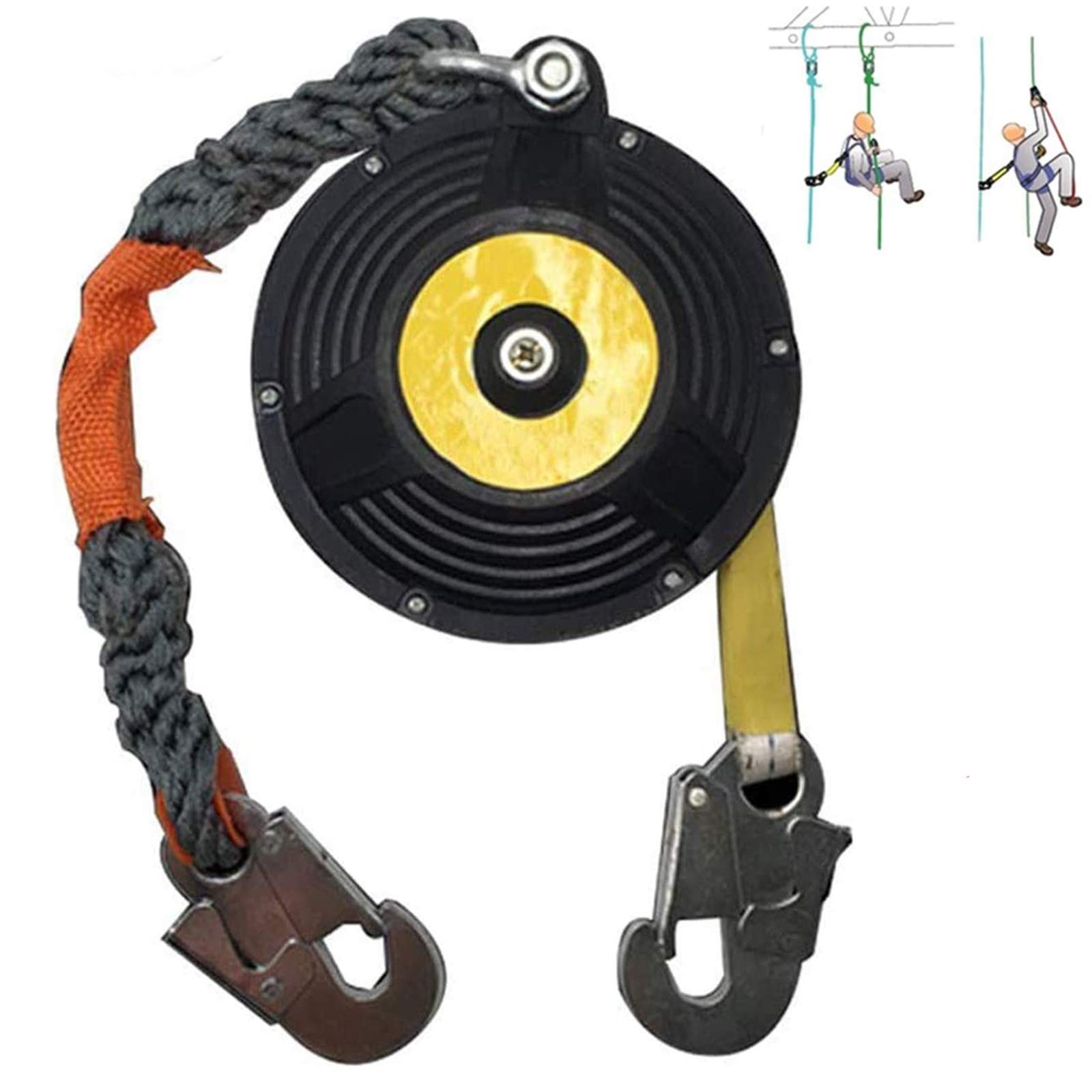 Antichute à Rappel Automatique, Kit Antichute Toiture, Harnais de Sécurité Antichute avec Corde de Sécurité et Crochet, Solide et Robuste, Protéger la Sécurité Personnelle