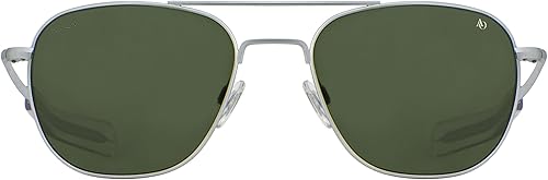 Miniatura 3 de AO Original Pilot Sunglasses - Matte Silver - Calobar Green SkyMaster Glass Lenses - Bayonet Temple - Polarized - 52-20-140
