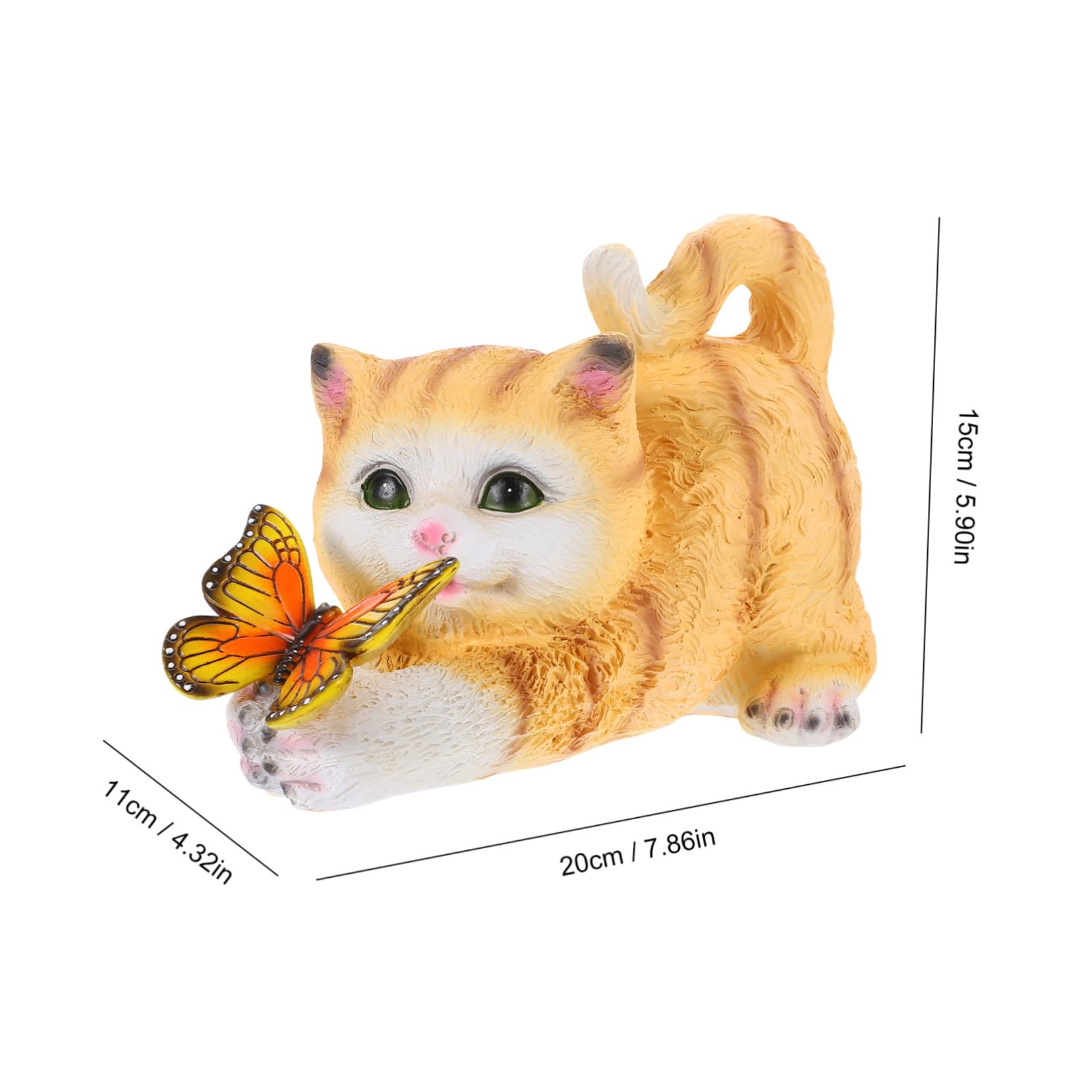 SOIMISS Realistische Katzendekoration aus Kunstharz mit Gelber Solarleuchte Einzigartige Gartenskulptur als Dekorative Kleine Katzenfigur für Raumgestaltung und Sammler