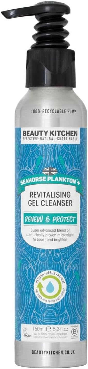Seahorse Plankton + Revitalising Gel Cleanser 150ml - Removes Redness, Oil & Impurities - Hydrating Makeup Remover - Vegan/Cruelty Free