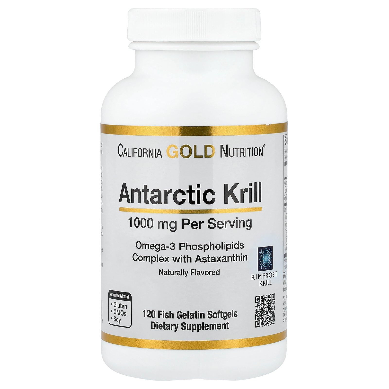 Antarctic Krill Oil, Omega-3 Phospholipids with Naturally Occurring Astaxanthin, Natural Strawberry & Lemon Flavor, Non GMO, 1,000 mg, 120 Fish Gelatin Softgels