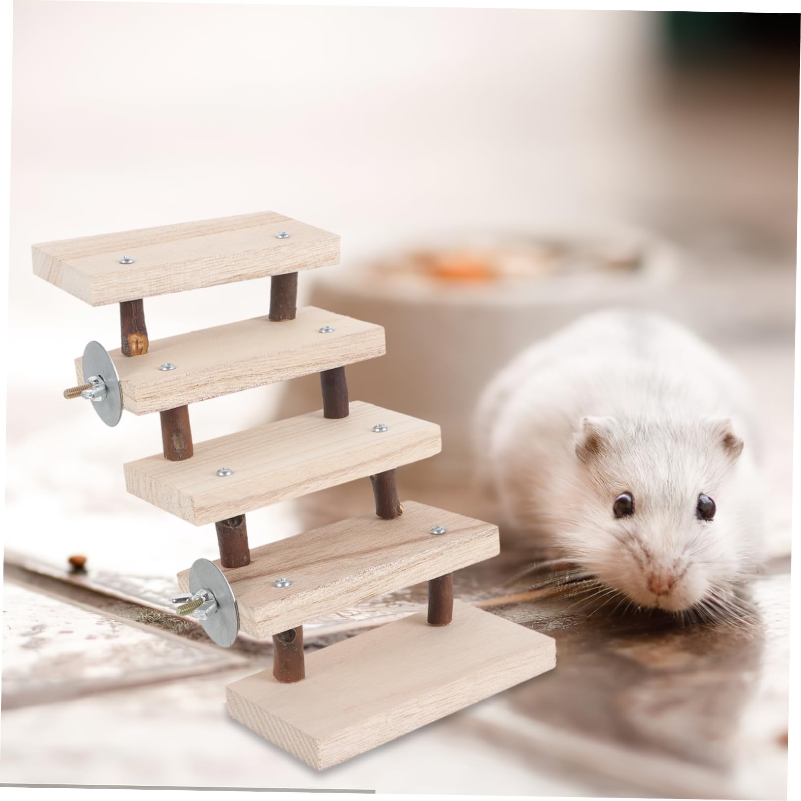 COLLBATH Pet Board Climbing Toy Wooden Ladder for Hamster Gerbil Mouse Parrot Rat Chinchilla Rodent Toys