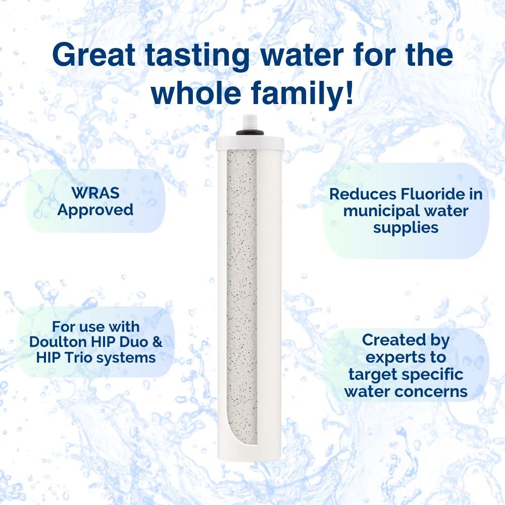 Doulton 10" Fluoridreduktionskartusche | 1er-Pack | Keramik-Kerzenfilter für Trinkwasser | 1/4“ BSP-Gewindeanschluss | Für Duo- und Trio-Untertischsysteme | Reduziert Verunreinigungen | 9B04