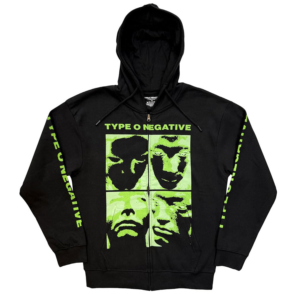 Rock Off Officially Licensed Products Men's Black Type O Negative Faces Zipped Hoodie M
