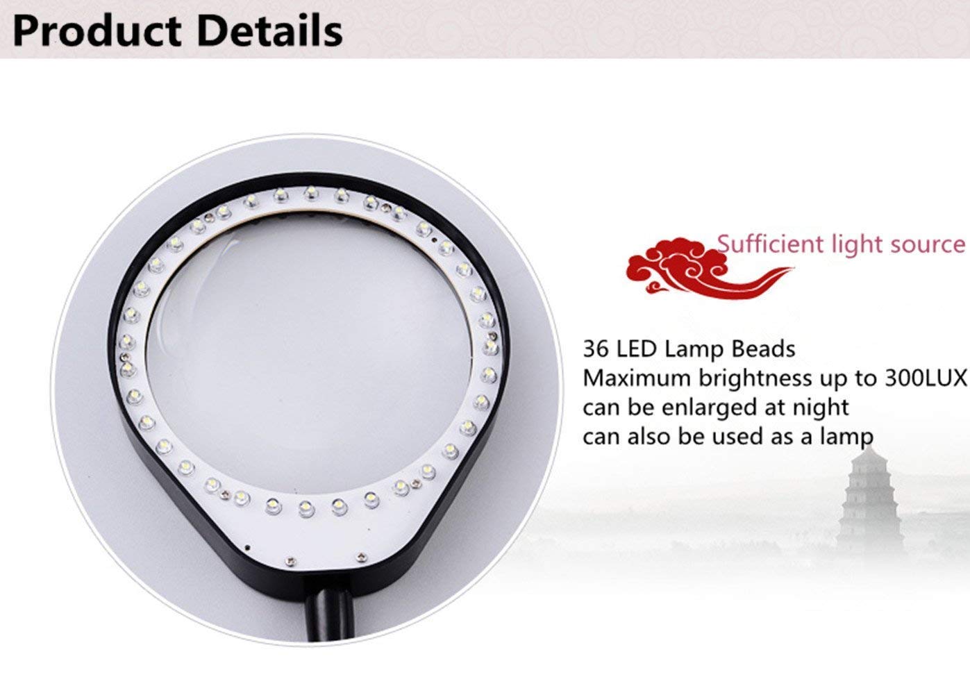 10x Lampada da Tavolo con Lente d'Ingrandimento da Tavolo in Vetro a Mani libere con 36 luci a LED, per Intagli di Riparazione di Bellezza per Studenti Anziani Needed