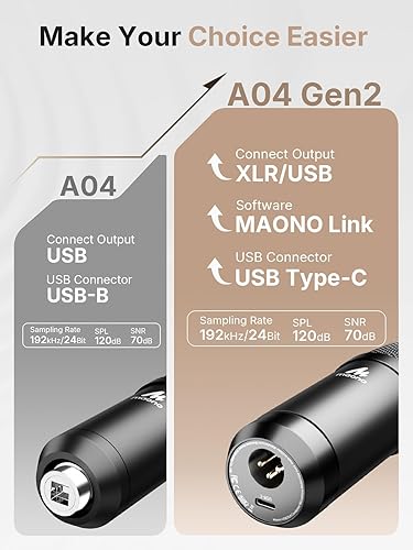 Miniatura 2 de MAONO Micrófono de condensador XLRUSB 192kHz24Bit Plug & Play PC Podcast Kit de micrófono de metal cardioide con software, chipset de sonido