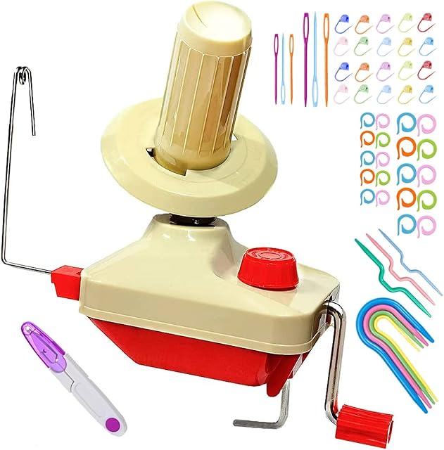 Yarn Ball Winder, Convenient Ball Winder for Yarn,Yarn Swift and Ball Winder Combo with Easy Installation for Yarn Storage + 53 Pieces Stitch Knitting Needles + 1 Pieces Scissors