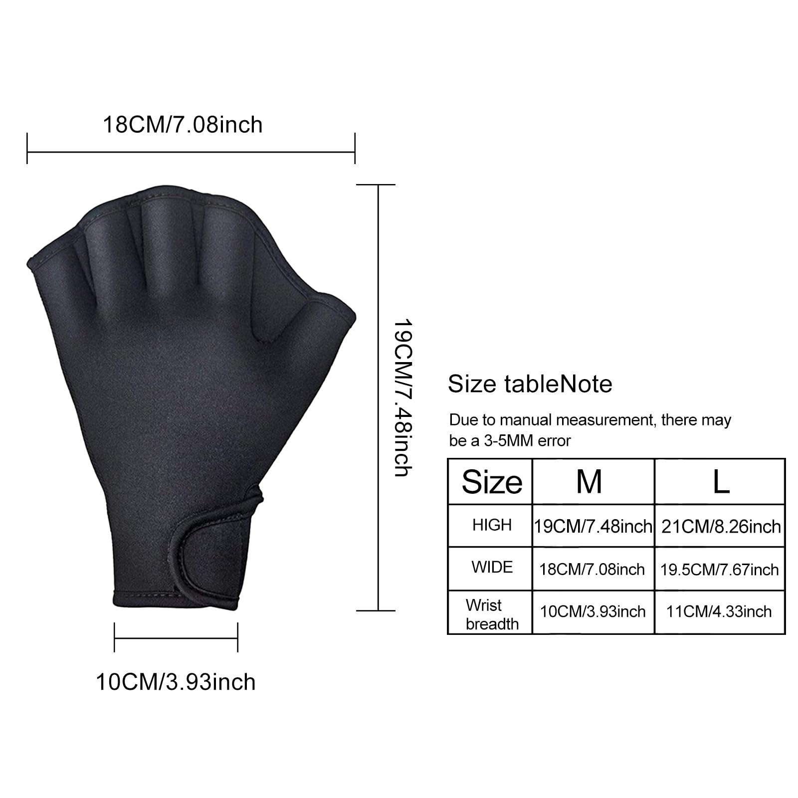 Swim Training Gloves,Aqua Gloves Webbed Paddle Swim Gloves,Web Frog Swim Gloves Aquatic Fitness Water Resistance Training for Swimming Diving with Wrist Strap (M)