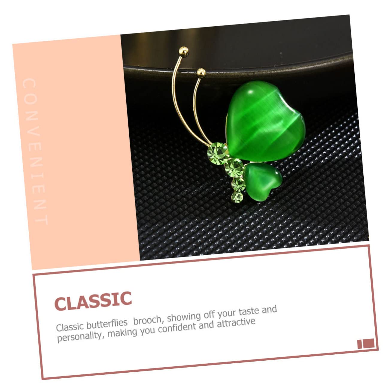 VALICLUD vierblättrige Kleeblattbrosche Schmetterlingsflügel Broschen für Damen flattern Reize brosche weihnachten Kupfer Brosche Schalnadel Brosche in Schmetterlingsform Green
