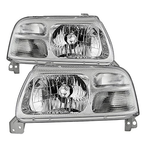 VIPMOTOZ Chrome Housing OE-Style Halogen Headlight Headlamp Assembly Compatible With 1999-2005 Suzuki Grand Vitara, Driver & Passenger Side