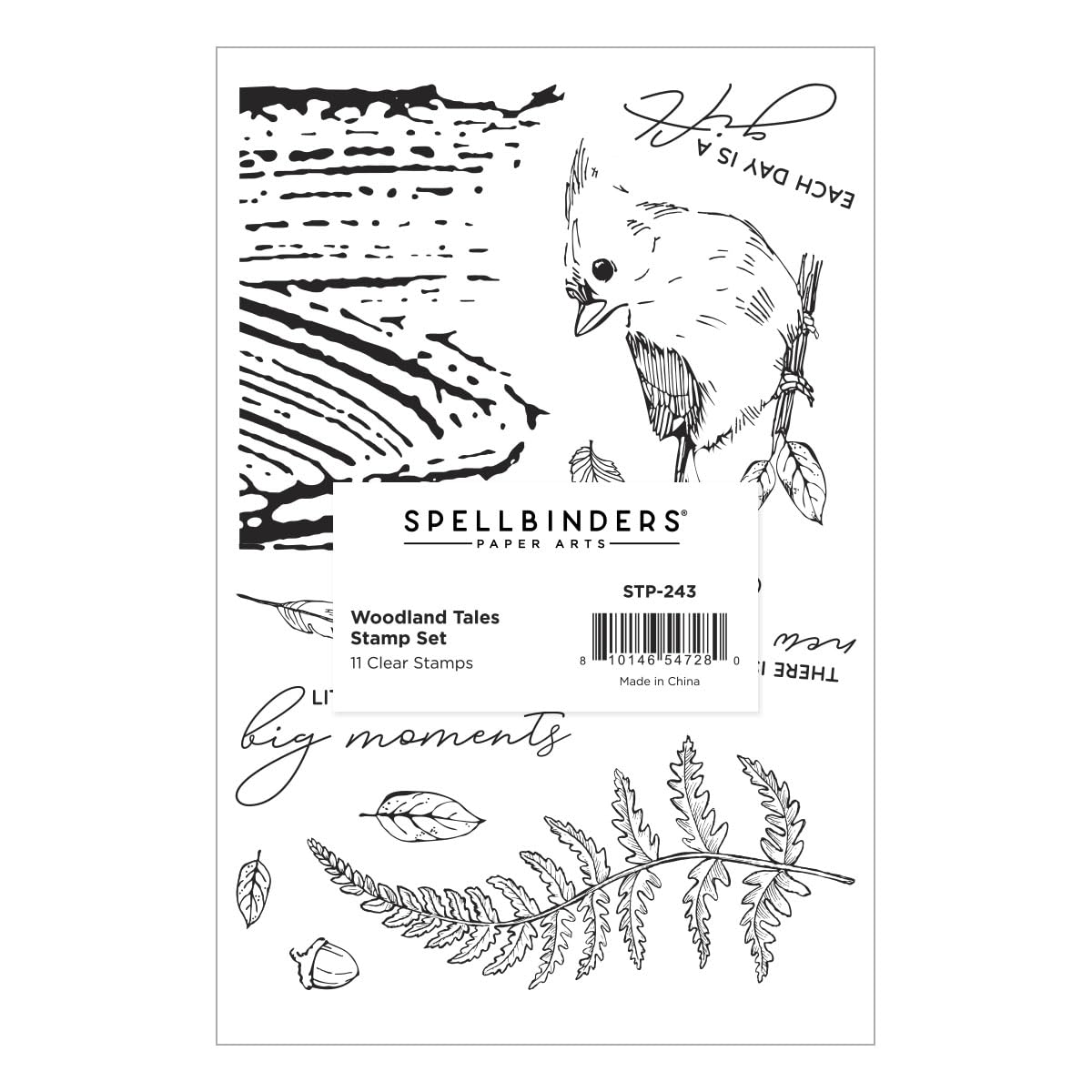 Spellbinders Woodlands Woodland Tales Sentiments Clear Stamp Set From The Woodland Tales Collection,