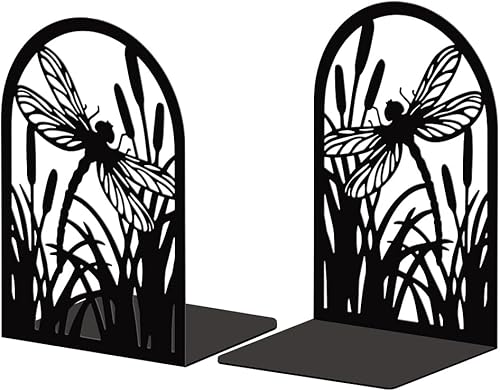 Miniatura 12 de Peacoblue Sujetalibros de metal para estantes, modernos topes decorativos resistentes para libros de estudio, para oficina, escritorio, estante,