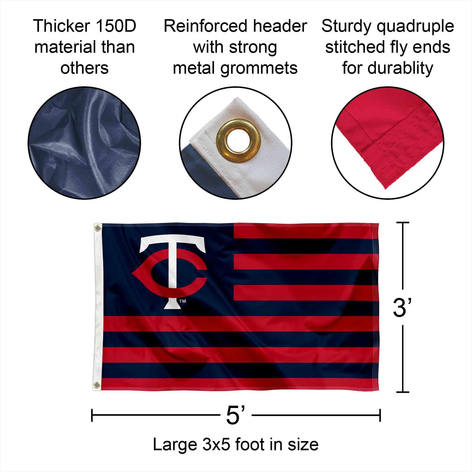 Minnesota Twins Stars and Stripes Nation 3x5 Flag