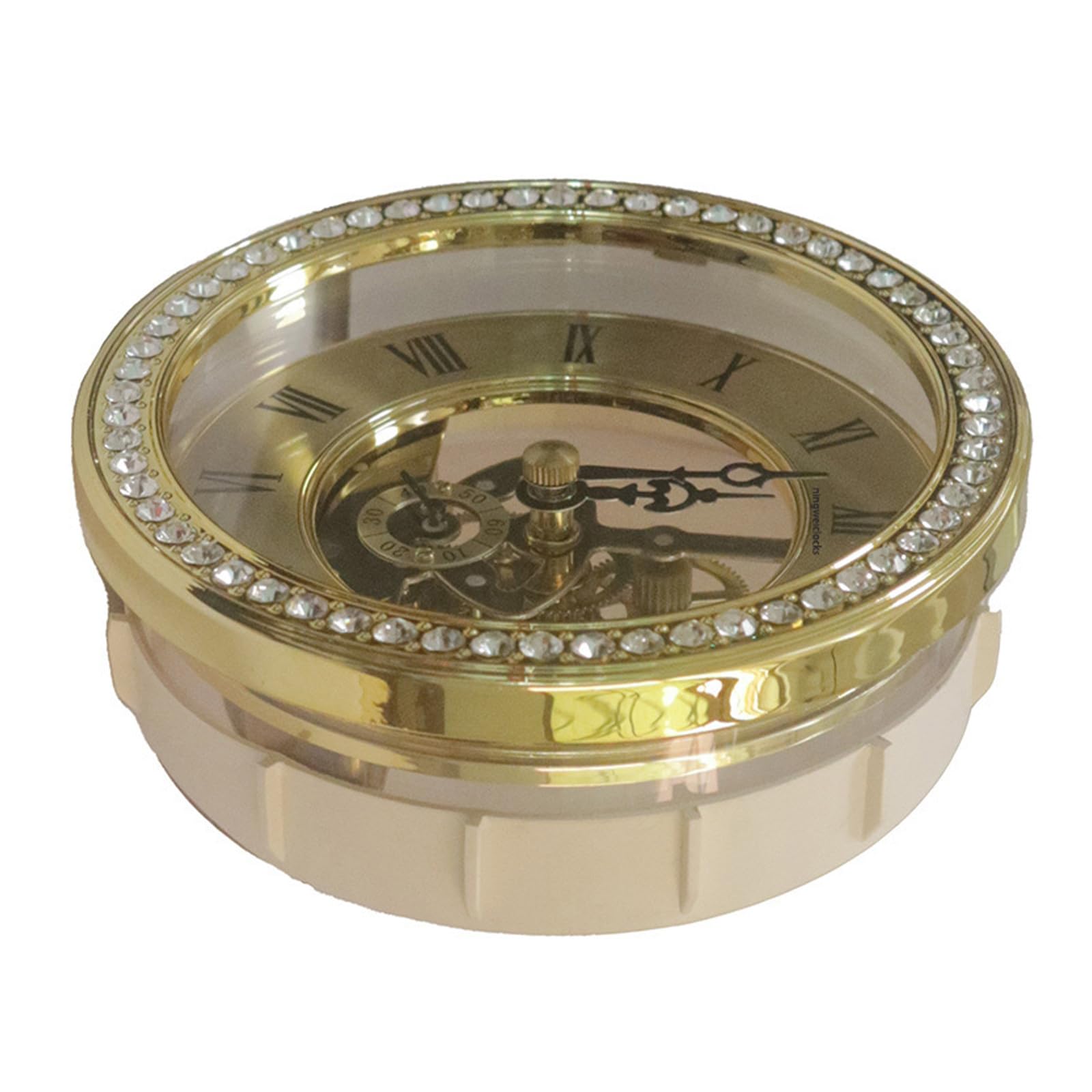 PLCPDM Crystal Inlaid Clear Skeleton Clock Head Insert 116mm Diameter Quiet Movement Quartzs Clock Face for Home Decors Clear Movement Replacement