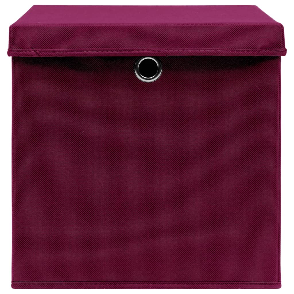 Scatole portaoggetti con coperchio, 4 pezzi, 28 x 28 x 28 cm, in tessuto non tessuto, pieghevoli, salvaspazio, impilabili, per guardaroba, camera da letto, ufficio, sistema di