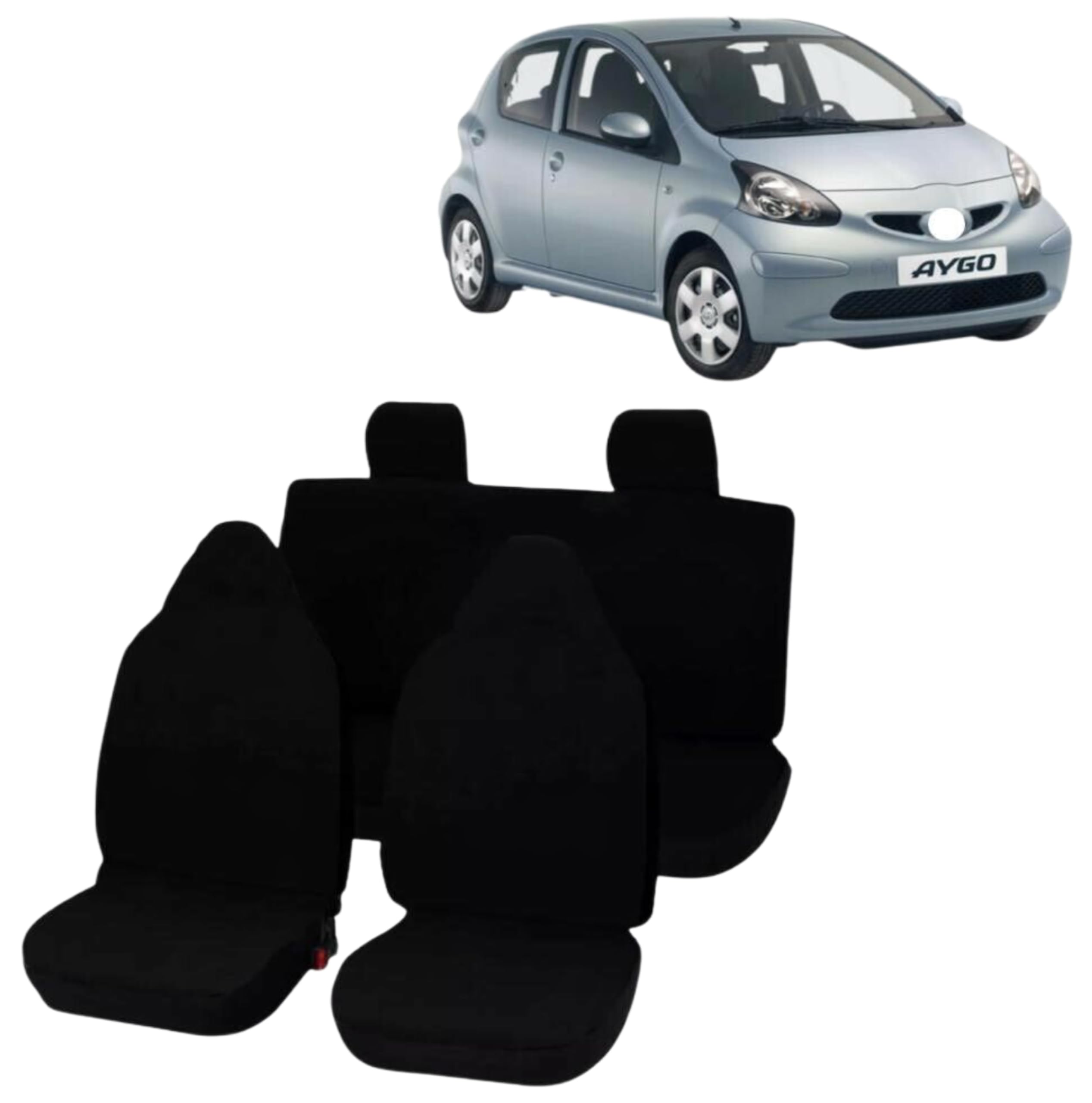 COPRISEDILI NERI PER CITROEN C1 / TOYOTA AYGO/PEUGEOT 107 IN COTONE NERO (CITROEN C1)