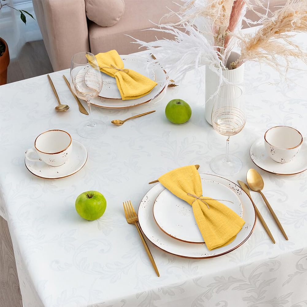 Tovaglioli in cotone, set da 12 tovaglioli in tessuto giallo senape, tovaglioli in cotone, 43 x 43 cm, tovaglioli in cotone, riutilizzabili, per compleanni, feste di famiglia, feste
