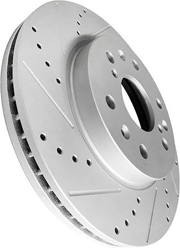 Miniatura 8 de WEIZE Pastillas de freno de cerámica de fibra de carbono delanteras y traseras + rotores de freno perforadosranurados, apto para Chevy Silverado