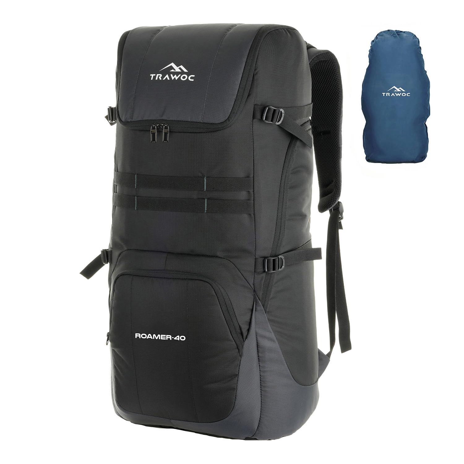 TRAWOC ROAMER 40L Travel Laptop Backpack,Suitable for Men and Women,Casual Bag with Rain Cover Ideal for Travelling,Trekking