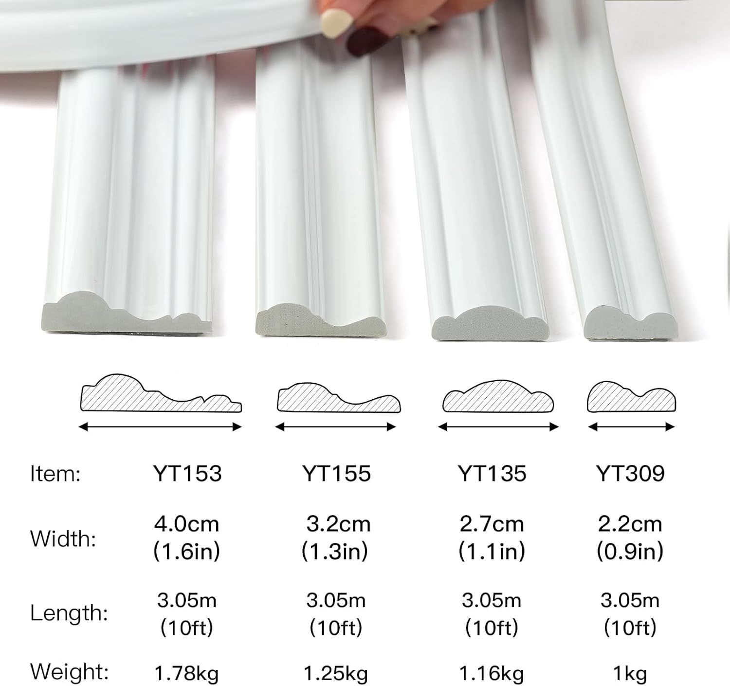 Peel & Stick Wall Molding Trim - 10ft X 1.6" (Paintable White) - No Tools Needed For Instant Room Makeovers