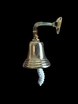 VCrafts SOLID 8.5 cm BRASS SHIP PUB DOOR BELL WITH HEAVY MOUNTING BRACKET& LANYARD Last Order Bell  Ships Bell  Wall Hanging Bell Pub  School  Diner