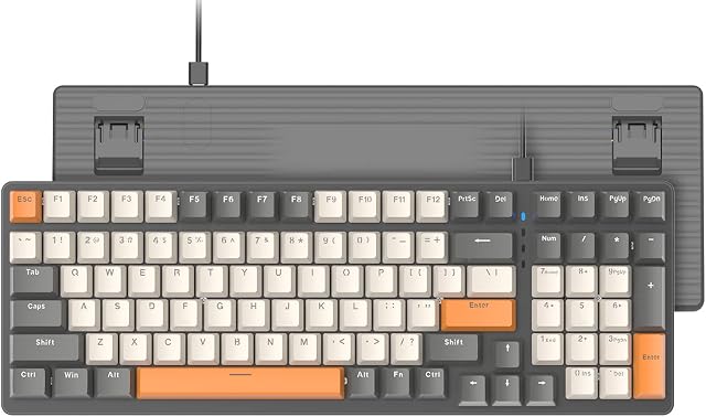 PC Gaming Keyboard, Wired 100% Mechanical Keyboard with Blue Switches, Full Anti-Ghosting Keys, with Numeric Keypad, Metal Panel, for PC Laptop Computer Windows Gamer, ZIYOU LANG K3