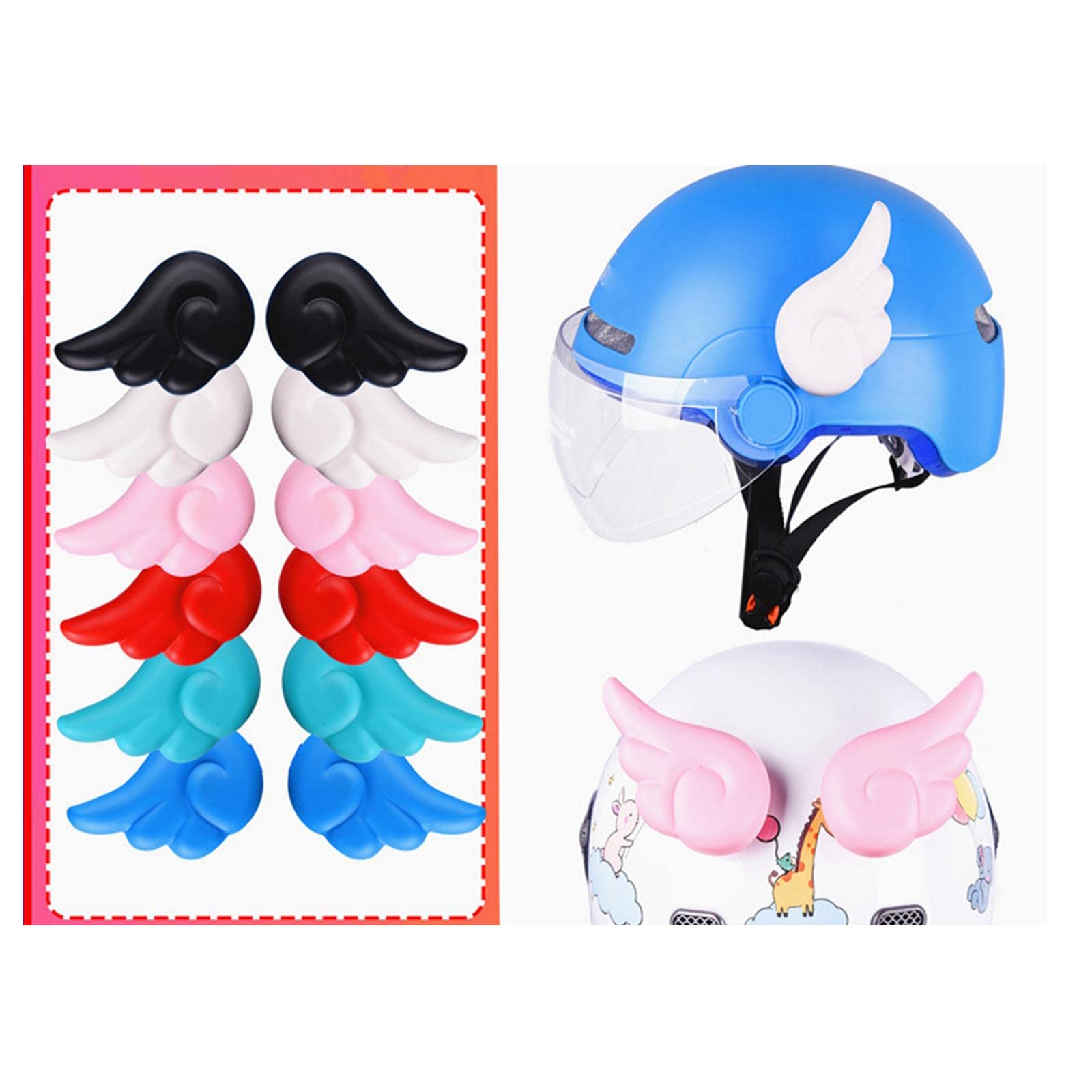3 Pairs Motorcycle Helmet Angel Wings White 4.5