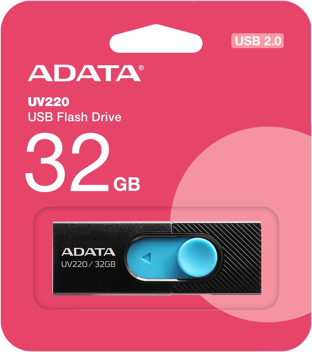 ADATA 32GB UV220 USB 3.0 Black/Blue DashDrive - USB Flash Drives, AUV220-32G-RBKBL (DashDrive - USB Flash Drives Backward Compatible with USB 2.0)