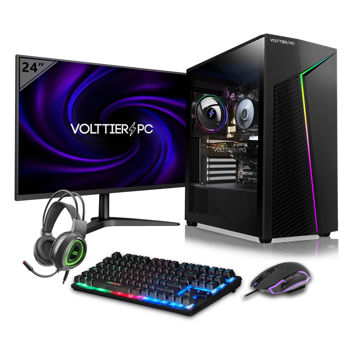 PC – AMD Ryzen 5 5600GT Full Gaming PC | Radeon Vega 7 | 16GB RAM | 500GB NVMe SSD | WiFi 6 + Bluetooth 5.2 | Windows 11 Pro | Monitor 24" 100Hz | Keyboard and Mouse | PC Gamer