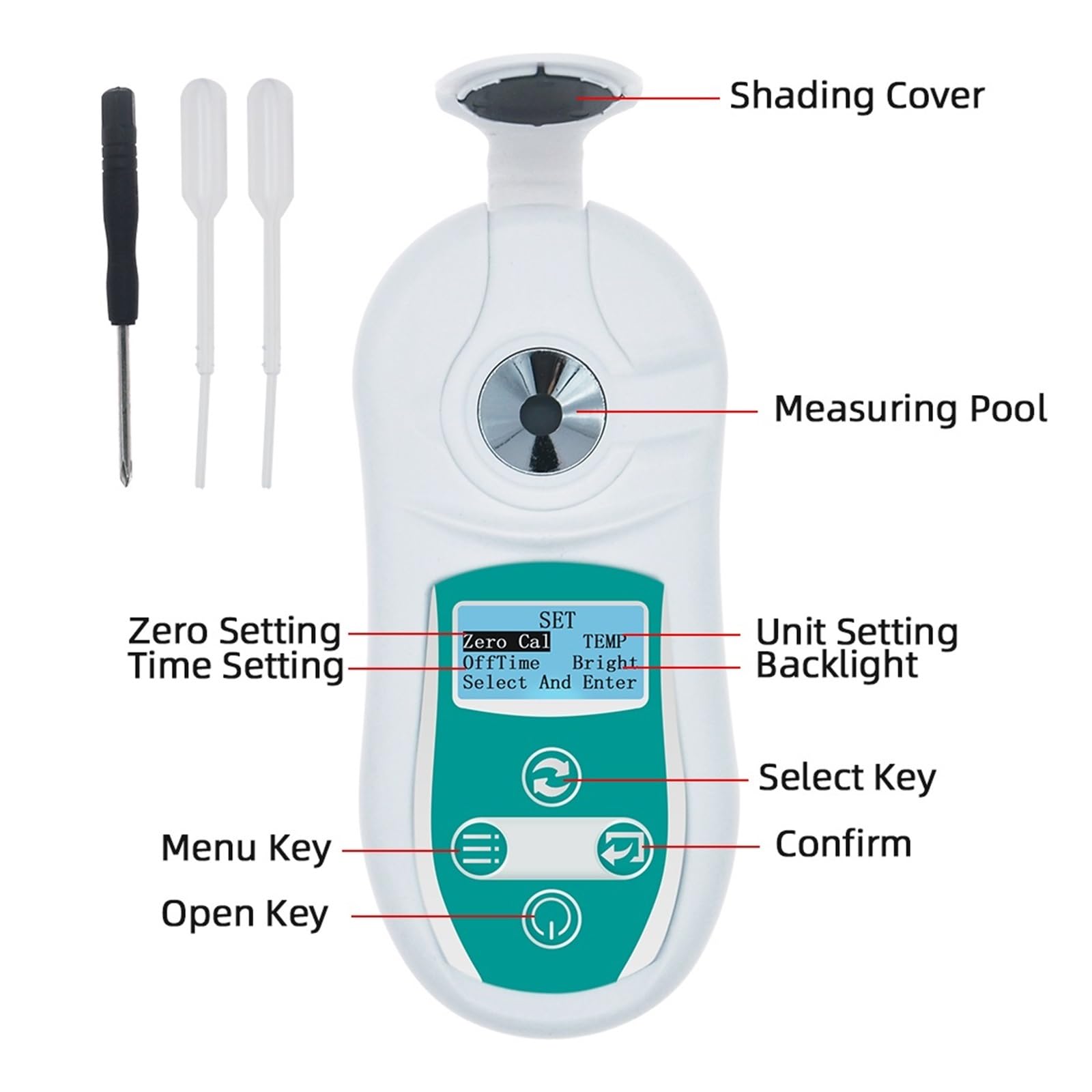 Refractómetro Brix Digital de Alta precisión concentración azúcar medidor refractivo automático 0-53% para Laboratorio