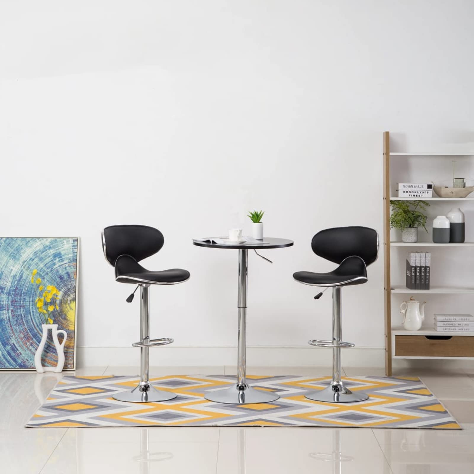 Homgoday Taburetes de bar, 2 unidades, color negro, de piel sintética, silla de oficina, silla de descanso, silla de bar, silla de escritorio, para dormitorio o salón