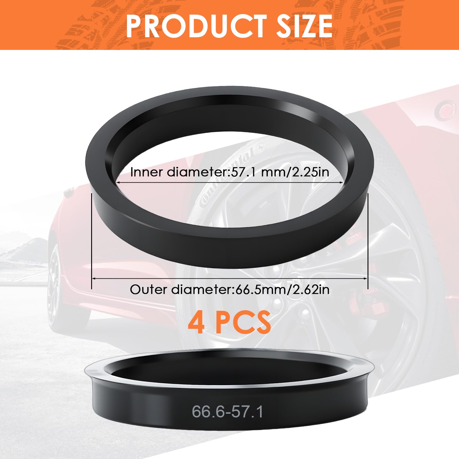 Anelli Plastica Kit 4 Boccole Anelli Centraggio Da 66,6 Mm 57,1 Mm