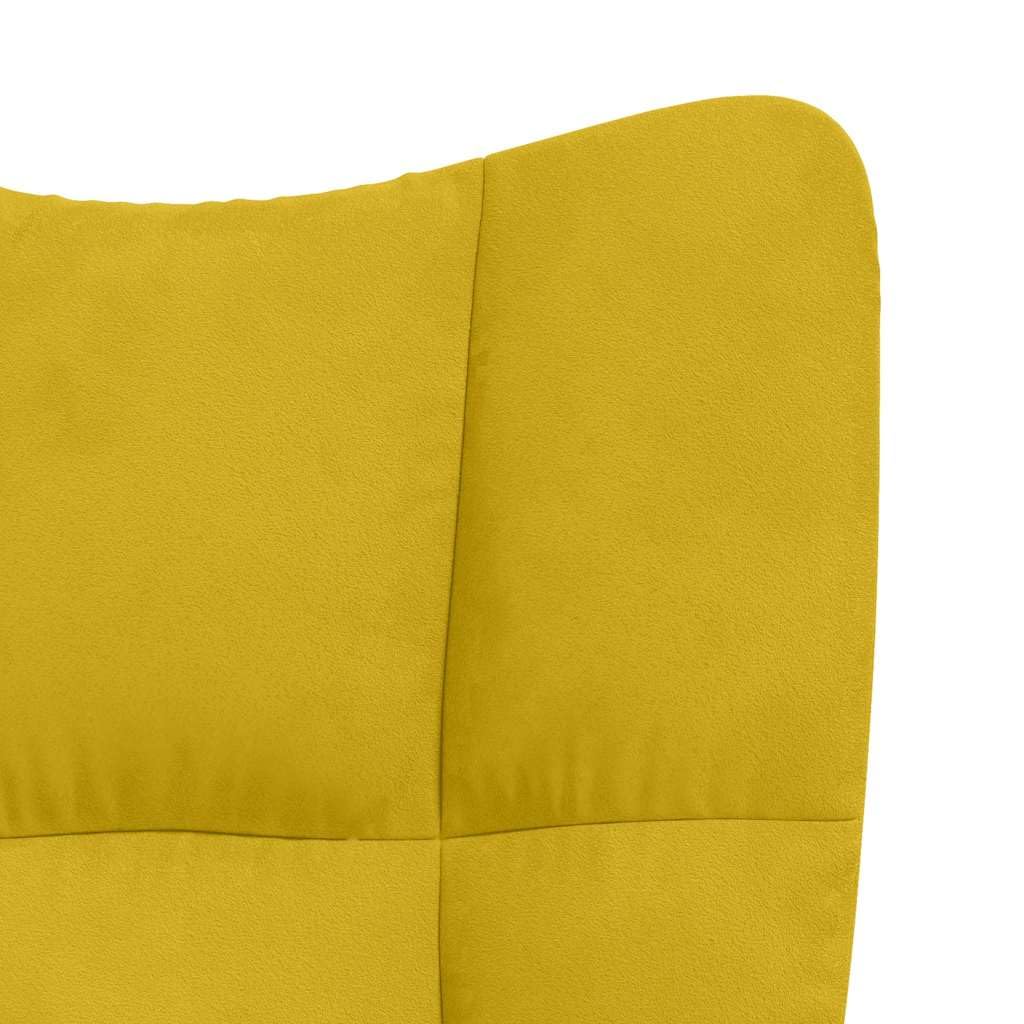 Relaxsessel Senfgelb Samt Ohrenstuhl Mit Armlehnen, 61,5 x 69 x 94,5-102 cm, schaumstoffgepolstert, 360 Grad drehbar, Rollen, höhenverstellbar