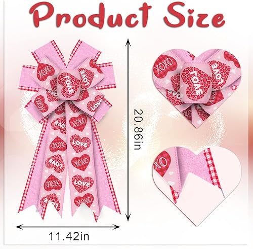 Miniatura 9 de Hying Lazos grandes para corona, lazo de corona de San Valentín, lazo de corona de San Valentín, lazos de búfalo negro y rojo, lazos navideños de