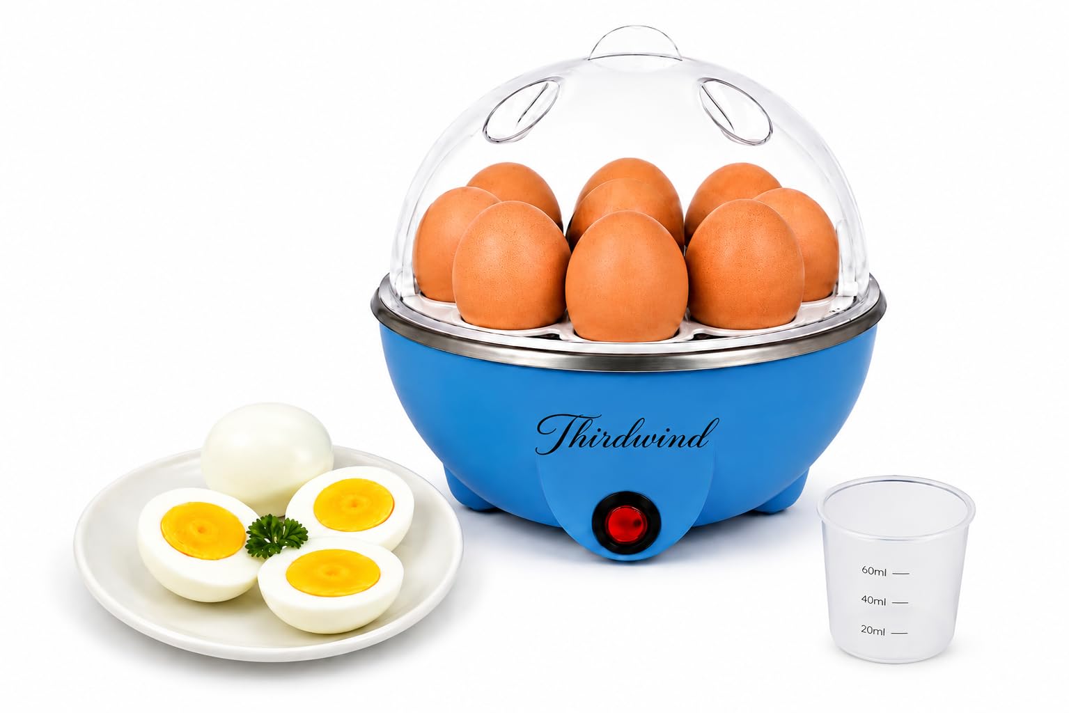 Thirdwind Electric Egg Boiler Cooker for 7 Eggs with Auto Shut-Off, Buzzer Alert & Measuring Cup | Soft, Medium & Hard Boiled Eggs | 350W Egg Steamer for Home & Office | 2 Yr Warranty, Blue-image-28