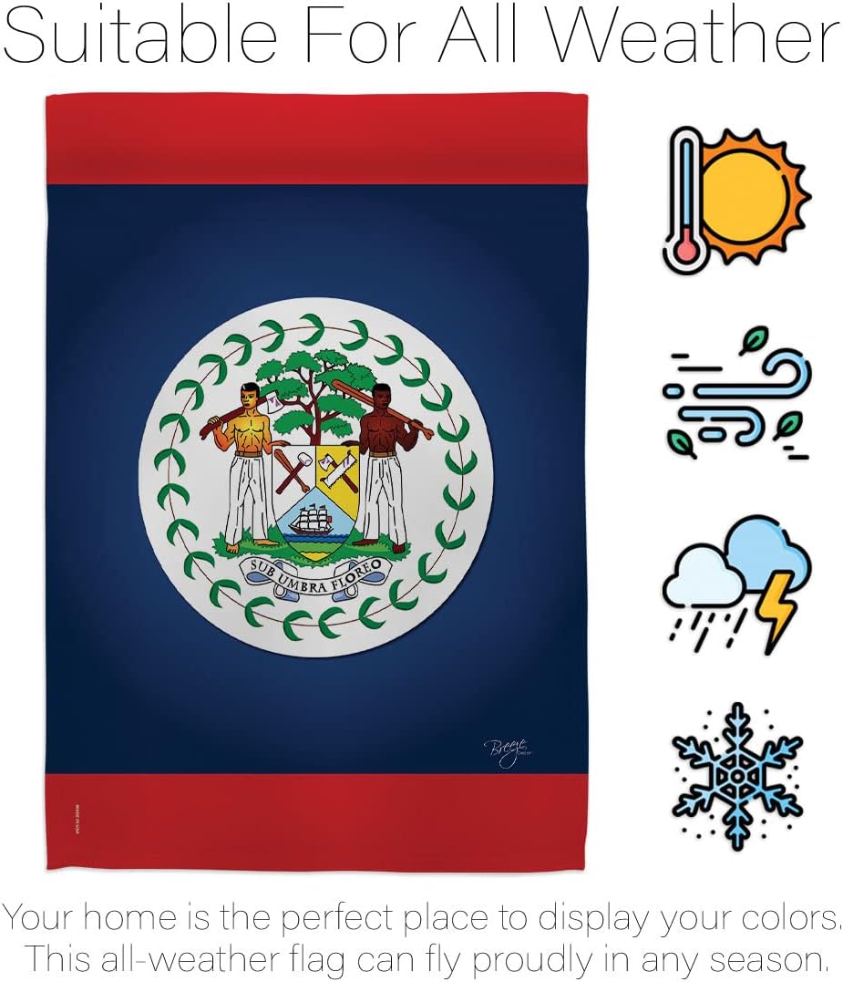 Breeze Decor G158163 Belize Flags of The World Nationality Impressions Decorative Vertical Garden Flag 13" x 18.5" Printed in USA Multi-Color