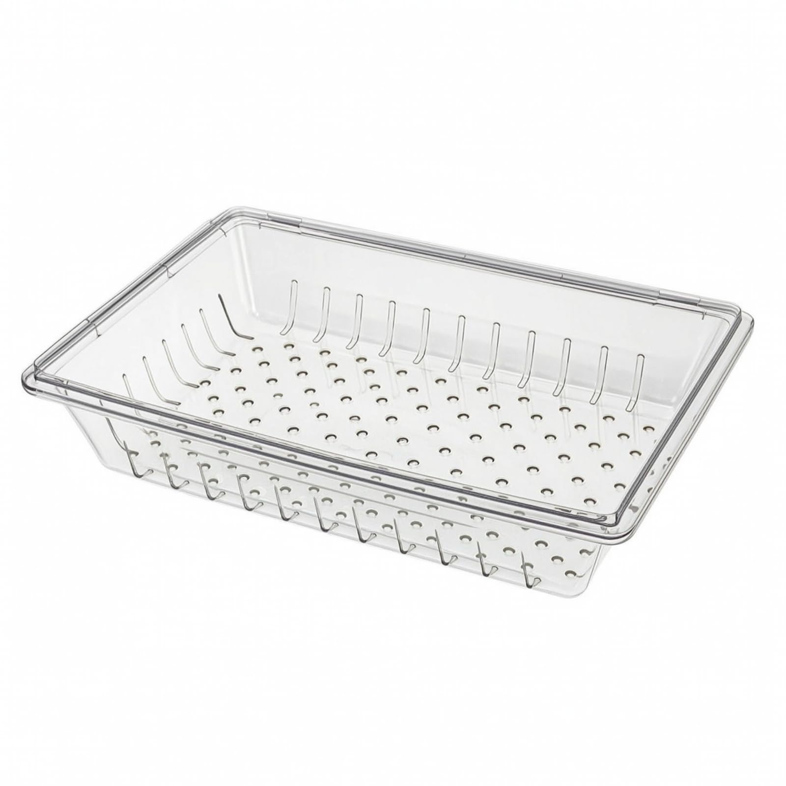 Contenitore Alimentare Trasparente Resistente Contenitore Impilabile con Coperchio Spesso Scatola di Plastica con, 65.8cm X 45.5cm X 13.2cm, Contenitore Drenante Traforato