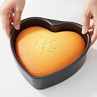 Vista 2 de Nuogo Paquete de 3 moldes de aluminio con forma de corazón de 8 pulgadas, moldes para hornear para el día de San Valentín, cumpleaños, bodas, latas