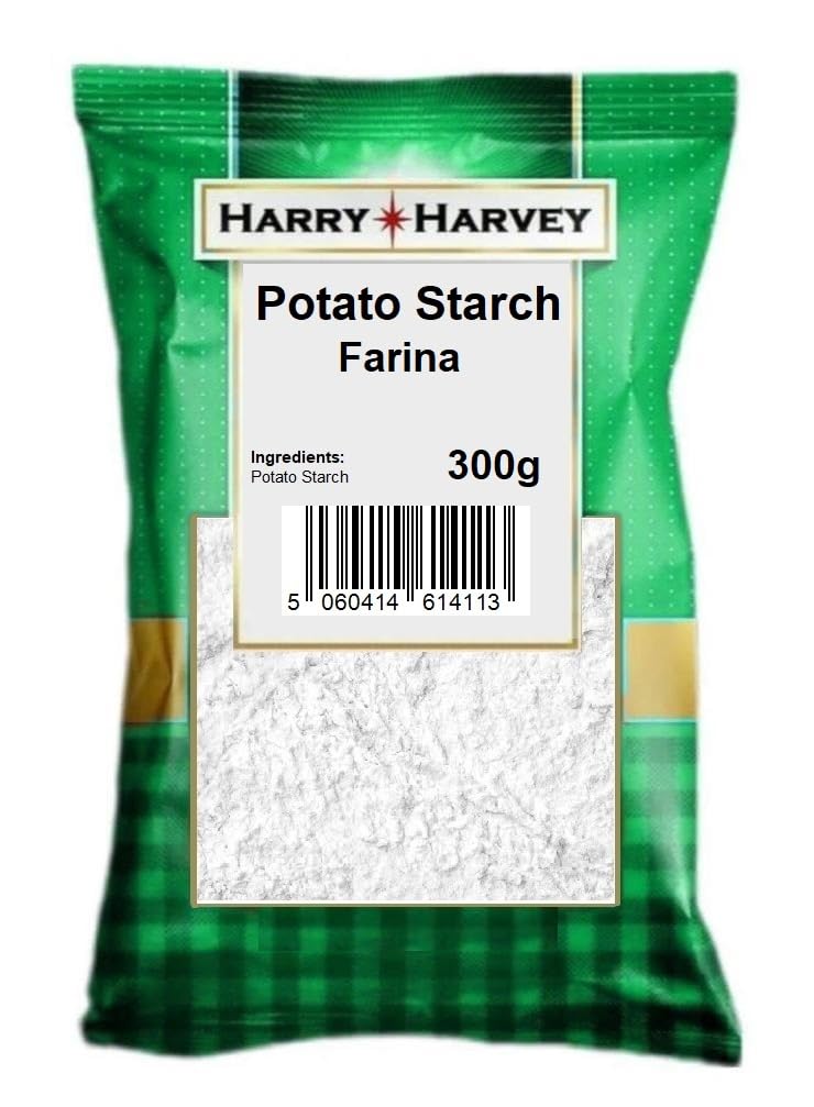 Harry Harvey Potato Starch Powder 300 g | Farina Gluten-Free Thickener for Baking, Muffins & Bread & Gravy & Sauce | Premium, Fine Texture, Food-Grade Potato Starch