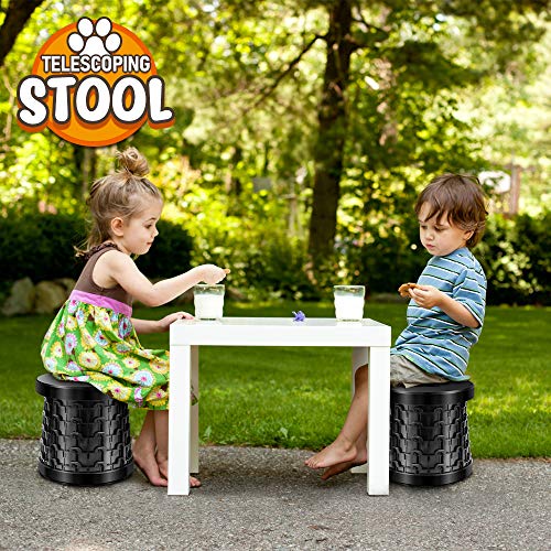 Portable Folding Stool for Camping, Retractable Travel Step Stool for Kids and Adult, Lightweight Collapsible Chair for Fishing BBQ Outdoors Indoors Kitchen Max Load 440lbs - Thumbnail 4
