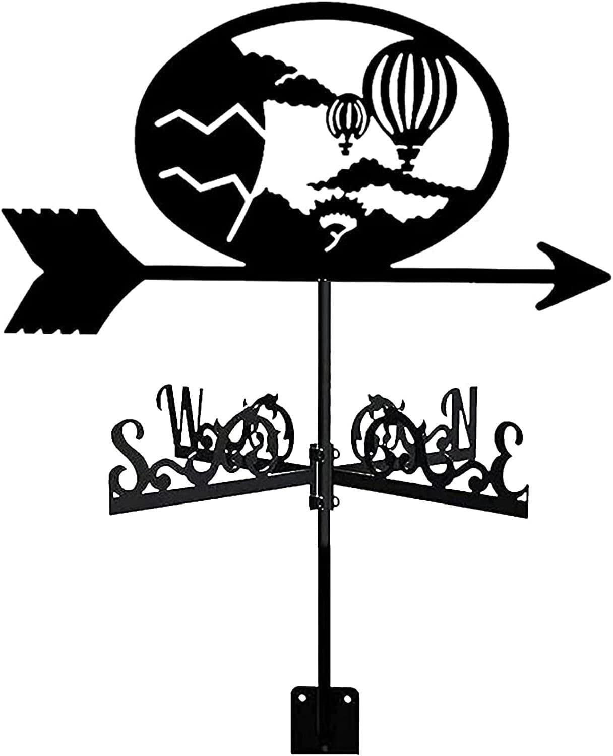 Klonwg Hot Air Balloon Metal Weather Vane,Vintage Weather Vane Direction Indicator For Outdoor Garden Roof Paddock Decoration Weather Vane