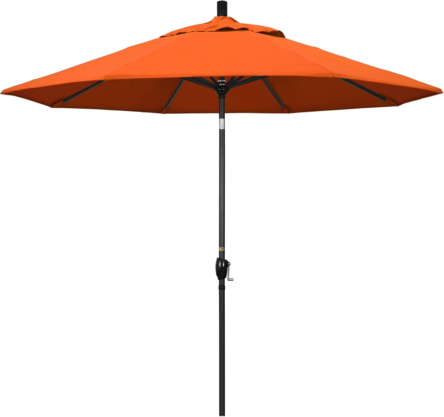 California Umbrella 9' Rd Pacific Trail Series Aluminum Patio Umbrella, Crank Lift, Push Button Tilt, Black Finish, Sunbrella Melon Fabric
