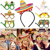 JeVenis 10 Stück Sombrero Partyhüte Mexikanische Partybrille Mexikanisches Stirnband Fiesta Party Stirnband Zubehör für Fotorequisiten (Farbe)