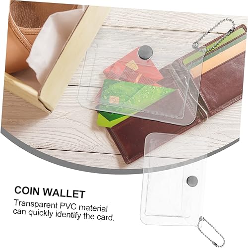 Miniatura 3 de NUOBESTY 4 unidades de portatarjetas transparentes transparentes bolsas organizadoras mini cuaderno pequeña cartera llavero billeteras pequeñas