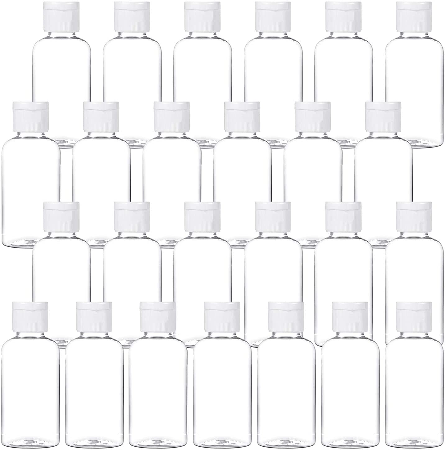 hunky dory 50pcs 30ml Empty Clear Plastic Bottles Refillable Travel Size Cosmetic Containers Small Leak Proof Squeeze Bottles with White Flip Top Cap for Toiletries,Shampoo.-picture-6